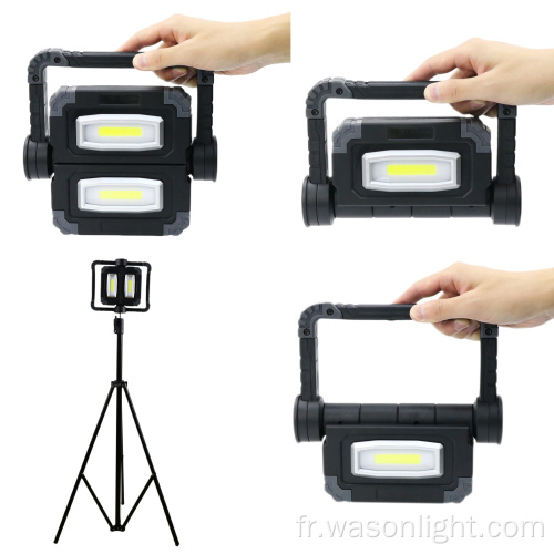 Wason 2 * COB PORTABLE 360 ROTATION GRATUITE LED pliage support LED Working Car Réparation du chantier d&#39;urgence LED Feux d&#39;inondation LED